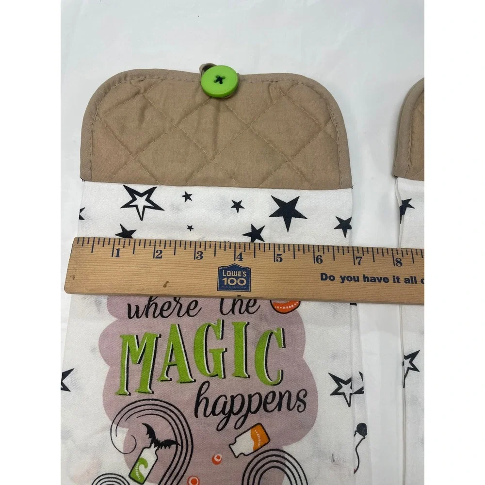 Halloween Hanging Kitchen Towels 4pc Set Bone Appetit Magic Happens Spooky Decor